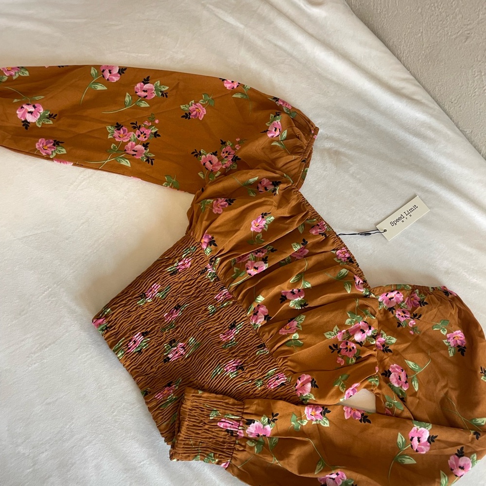 Speed Limit orange floral shirt